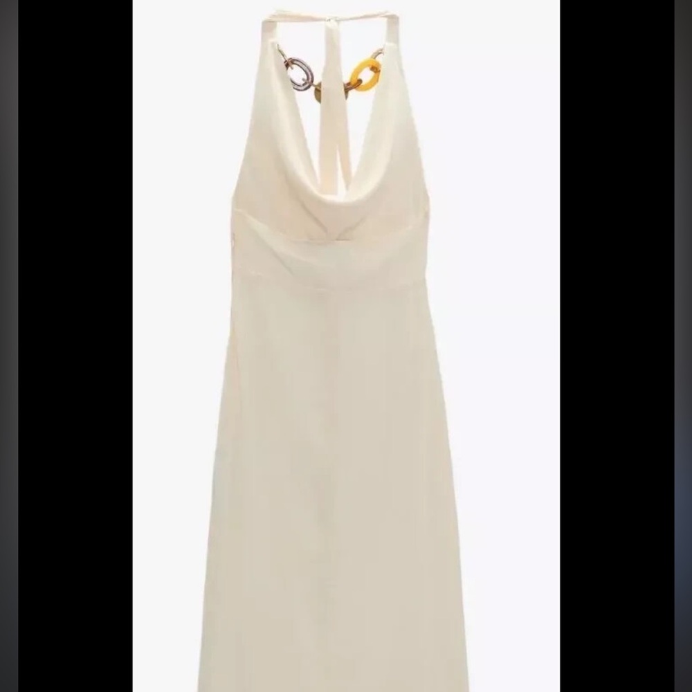 Zara Halter Necklace Cream Dress